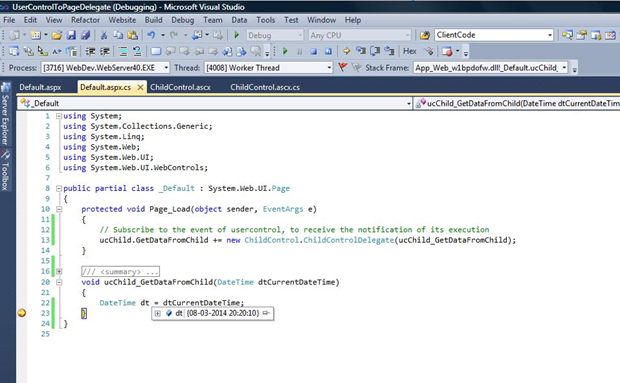 call event from the user control